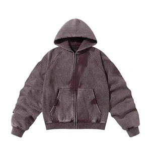 Sweat à capuche unisexe en molleton bouclette 500 g/m² délavé à l'acide, respirant, brodé, coupe oversize, hiver 2026, haute qualité - Product Image 3