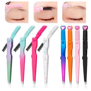 Clip para cejas 3 en 1, recortador de cejas con cepillo, pinzas de pestañas coloridas de acero inoxidable multifuncionales, herramientas de maquillaje de belleza - Product Image 5