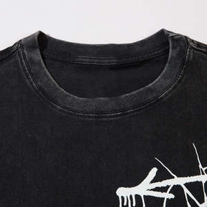 เสื้อยืดผ้าฝ้ายสำหรับผู้ชายเสื้อยืดคอกลมทรงหลวมเปิดไหล่280gsm หนาทรงหลวมสำหรับผู้ชาย - Product Image 2