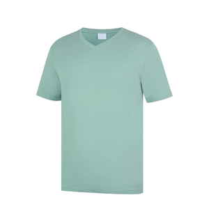 T-shirt noir à col en V pour hommes en coton T-shirt vierge décontracté de haute qualité en gros - Product Image 5
