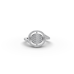 Bague en diamant de laboratoire avec halo circulaire pavé, bijou élégant en pierres précieuses - Product Image 6