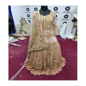 2022 vestido de novia paquistaní de alta calidad ropa musulmana tradicional con vestido Lehenga elegante traje de boda - Product Image 1