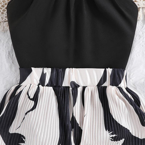 ชุดสูทสำหรับเด็กผู้หญิงเสื้อแขนกุดสีดำและสีขาวชุดสองชิ้นมีสไตล์วันเกิดปาร์ตี้ลำลองขนาดใหญ่พิเศษ - Product Image 6