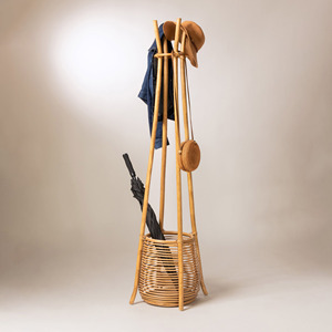 Estante de madera de ratán para decoración de muebles ecológicos, soporte para abrigos, ropa de madera de lujo altamente seleccionada, percheros de pie - Product Image 1