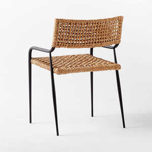 เก้าอี้รับประทานอาหารดีไซน์ทันสมัยพร้อมโครงอะลูมิเนียม เบาะและพนักพิงหวาย สำหรับใช้ภายในและภายนอกอาคารในอพาร์ตเมนต์และวิลล่า - Product Image 4