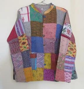 Patola de seda con parche para el trabajo, chaqueta acolchada designada para mujer, chaqueta de seda Patola Kantha, chaqueta de manga larga Floral para mujer, abrigo Reversible - Product Image 5