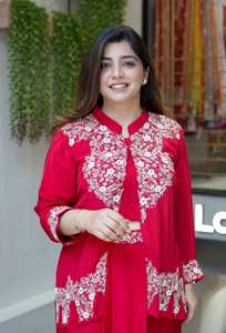 Caftán Marroquí de Chifón Rojizo con Bordado Dorado, Estilo Vintage, Ecológico, Vestido Casual - Product Image 4