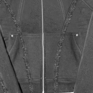 Fabricantes de ropa personalizados 500gsm French Terry hombres de algodón mezclado de gran tamaño Full Zip up Hoodies Streetwear - Product Image 5