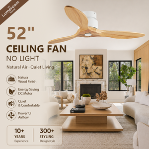 52 Inch Low Profile Wood <b>Ceiling</b> <b>Fan</b> No Light Flush Mount <b>with</b> <b>Remote</b> Reversible DC Motor for Living Room Bedroom - Product Image 1