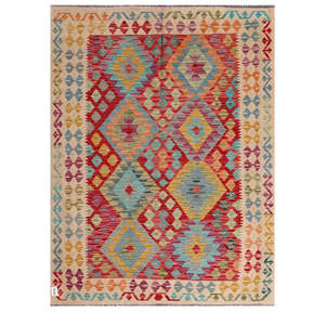 Alfombra Kilim de Maimana, Afganistán, 204 x 156 cm, Alfombras y Juegos de Alfombras Tradicionales Afganas - Product Image 1