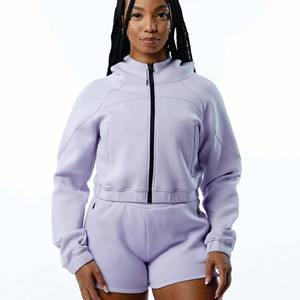 Sweat-shirt à capuche personnalisé avec impression en relief, pull décontracté, haut court, vêtements d'automne, sweat-shirts courts et amples pour femmes - Product Image 1