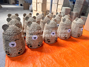 Wholesale Vietnam Manufacturer New Water hyacinth Sustainable Kids Storage <b>Basket</b> Celestial Design Natural Woven Floor <b>Basket</b> - Product Image 4