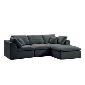 Sofá Seccional en Forma de L de Tres Plazas, Tapizado en Tela, Envasado al Vacío, Relleno de Esponja, Diseño Moderno, Ideal para Apartamentos y Villas, Transporte Eficiente - Product Image 1