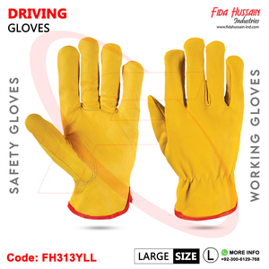 Gants de conducteur jaune de haute qualité Keystone Thumb Styled avec doublure en polaire Gants en cuir de travail industriel avec une adhérence maximale - Product Image 4