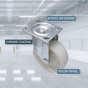 CCE 6 Inch White <b>Roller</b> Caster Nylon Wheels Chrome Coating Flat Free 660-lbs Load Capacity - Product Image 3