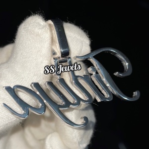 HipHop personalizado logotipo inicial colgante 925 plata esterlina VVS Moissanite diamante hombres Iced nombre collar - Product Image 3