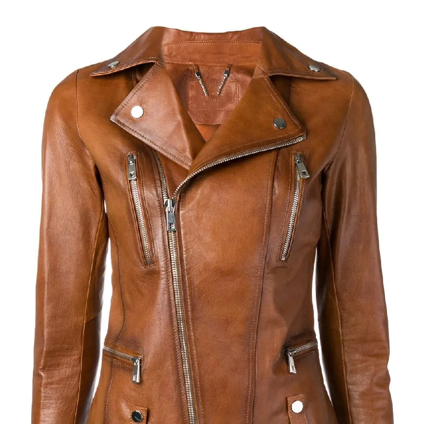 New women dress style leather coat lady female simple style Jacket trench coat Bomber Jacket Easy to wear real leather jacket