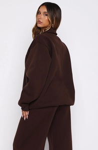Ensemble de survêtement en molleton chocolat pour femme, hiver, uni, brodé, long, 2 pièces - Product Image 4