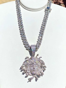 Collar de cadena de eslabones cubanos Miami para hombre con diamantes de moissanita, cadena de 5X en capas, medallón de diamantes, joyería de hip hop, regalo para ella - Product Image 6