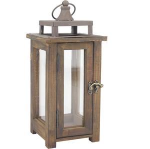 โคมไฟไม้และฐานแบบโบราณพร้อมกรอบโลหะสำหรับตกแต่งบ้านเชิงเทียน - Product Image 3