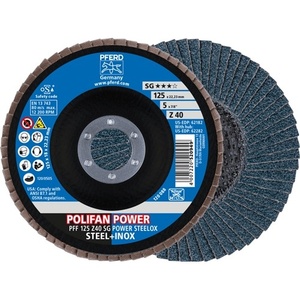 Disco de Láminas de Zirconia y Corindón PFERD INOX, Diseño Plano, POLIFAN Z SG POWER STEELOX, 125 mm, Grano 40, Paquete de 10 para Lijado - Product Image 1