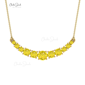 2024แฟชั่นผู้หญิงสร้อยคอไพลินสีเหลืองทอง14K สร้อยคออัญมณีหลากขนาด - Product Image 6