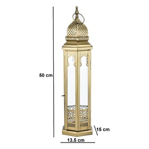 Latest 2025 Hot Selling Christmas Decoration Gold Moroccan Iron <b>Lanterns</b> Toughened Transparent Glass Handmade <b>Large</b> <b>Floor</b> - Product Image 4