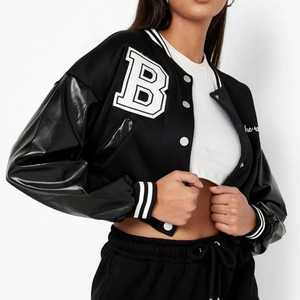 Veste universitaire pour femme de haute qualité, personnalisée, broderie chenille, tricotée, rembourrée en coton, style baseball, doublure en satin - Product Image 4