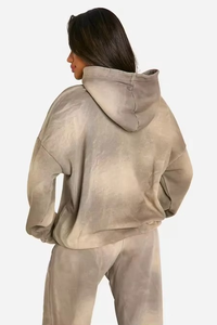 Style vintage Streetwear fermeture éclair lavage à l'acide survêtement poids lourd sweat à capuche court ensemble femmes Fitness haut court Impact vêtements de sport - Product Image 2