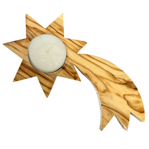 Portavelas de Madera de Olivo Único de Alta Calidad, Hecho a Mano, en Forma de Estrella, OWS 008, para Uso Doméstico, de Belén, Palestina - Product Image 1