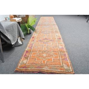 Tapis Kilim turc vintage 23x11.7ft, Orange, violet, patchwork, laine, support en latex pour décor de couloir - Product Image 4
