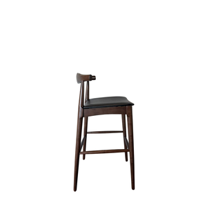 Ensemble de 2 chaises de bar en bois avec accoudoirs et siège rembourré en PU noir - Product Image 3