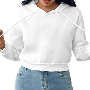 เสื้อฮู้ดผ้าฝ้ายคอตตอนแบบสั้นมีฮู้ดคอปกเสื้อแนวสตรีทแวร์ปล่อยไหล่เสื้อฮู้ดถักเป็นมิตรต่อสิ่งแวดล้อมระบายอากาศได้ - Product Image 3