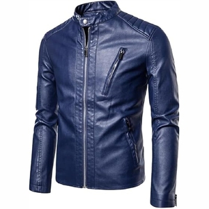 Veste en cuir pour homme, col montant, fourrure de mouton, imperméable, style urbain, personnalisable avec logo, vente en gros OEM, haute qualité - Product Image 2