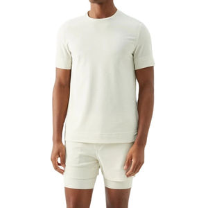 Nouveaux ensembles courts pour hommes blancs, personnalisables, best-sellers, fabrication de vêtements, motif uni, ensembles courts pour hommes, vêtements décontractés, blanc uni - Product Image 1