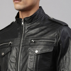 Diseño adecuado de fábrica Chaqueta de cuero de motorista para hombre de estilo más nuevo Aspecto clásico Gran personalidad Chaqueta de cuero para hombre - Product Image 6