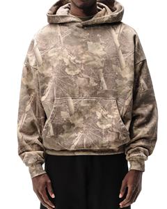 Heavyweight 100% Cotton Eco-Friendly Screen Print Camouflage <b>Hoodie</b> <b>Men</b> Clothing Streetwear Custom Distressed Zip-Up 500 Gsm - Product Image 3
