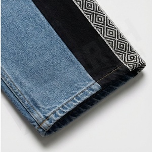 High Quality <b>Women</b> Casual High Waisted Stretchy Straight Wide Leg <b>Jeans</b> Flare Pants Style Solid Patchwork Stripes Summer Wear - Product Image 6