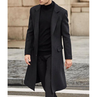 Trench-coat décontracté pour homme, coupe ajustée, col cranté, veste longue, pardessus, manteau à simple boutonnage avec poches