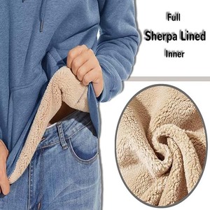 Sweat à capuche en polaire doublé de sherpa avec logo personnalisé pour homme, manches longues, pull-over, poche avant, sweat à capuche thermique de loisirs pour l'hiver - Product Image 3