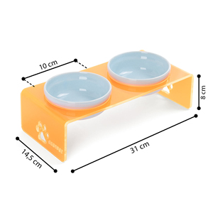 Station d'alimentation pour animaux de compagnie à double bol en acrylique, portable, étanche, grande capacité, pour chats, chiens, petits animaux, design moderne et élégant, forme arrondie - Product Image 2