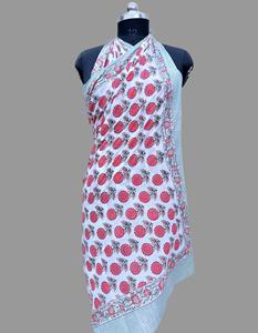 Eco-Friendly 100% Cotton <b>Sarong</b> Indian Hand Block Printed Floral Beach Wrap One Piece Set - Product Image 1