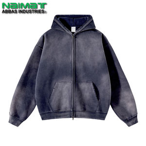 Nueva llegada personalizado desgastado Tie Dye sudaderas con capucha de gran tamaño French Terry Zip Up Acid Wash Sun Faded Hoodie - Product Image 5