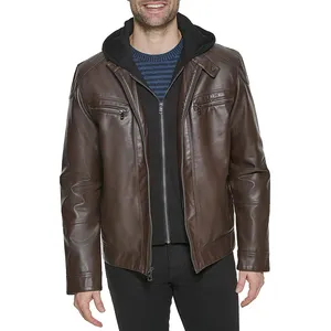 Уличная одежда, кожаные куртки для мужчин/мальчиков, зимняя одежда со съемным капюшоном, куртки из воловьей кожи