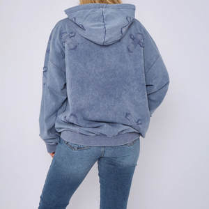Vêtements de rue 2025, style hip-hop, vintage, sweat à capuche en molleton délavé pour femmes, séchage rapide, écologique, fabriqué sur mesure au Pakistan - Product Image 3