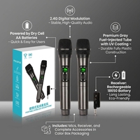 Système de microphone karaoké numérique sans fil 2,4 GHz portable avec récepteur rechargeable 18650, surface UV grise, pour KTV domestique et scène
