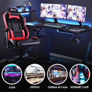 เก้าอี้เกมมิ่ง KLIM ESports คุณภาพสูง สีแดง ออกแบบตามหลักสรีรศาสตร์ พร้อมพนักพิงหลังและรองรับคอ ปรับเอนได้ ดีไซน์เพื่อความสบาย - Product Image 6