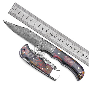 Ensemble de couteaux Duo multifonctionnels en acier Damas de qualité industrielle, biseau, garantie 3 ans, poignée en Micarta avec empreinte digitale, OEM - Product Image 4