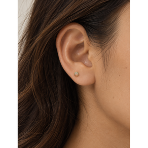 White Opal <b>Flat</b> <b>Back</b> Stud <b>Earrings</b> Stainless Steel - Product Image 4