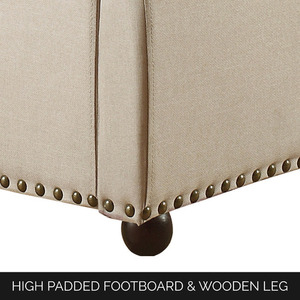 TH-H8466 de piel auténtica con cabecero, cama moderna con plataforma Queen - Product Image 3